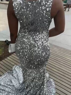 Silver Sequin Mermaid Prom Dress